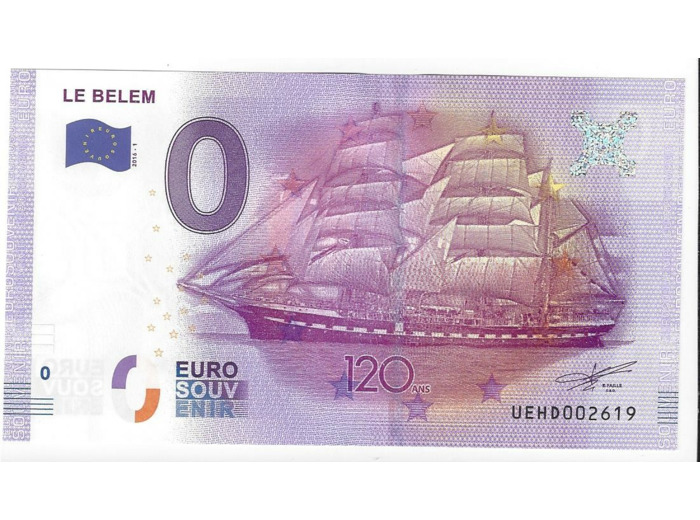 37 TOURS LE BELEM BILLET SOUVENIR 0 EURO TOURISTIQUE 2016-1 NEUF