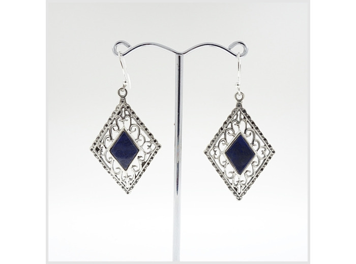 Boucles d'oreilles Lapis Lazuli et Argent Massif