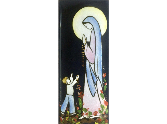 Vierge du chapelet Garçon 15,5X6,5cm - EMAUX DU LIBAN