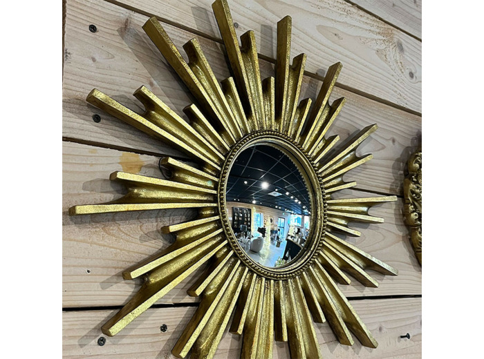 Miroir éclat solaire résine dorée 48x2cm
