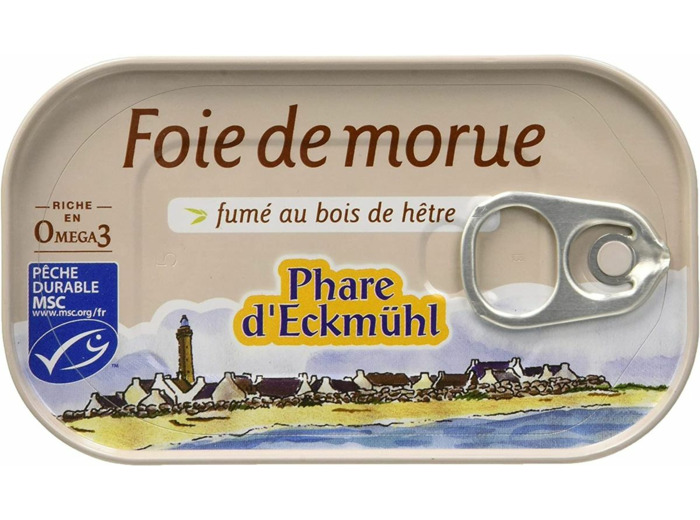 FOIE DE MORUE FUME AU BOIS DE HÊTRE 121G Phare d Eckmühl