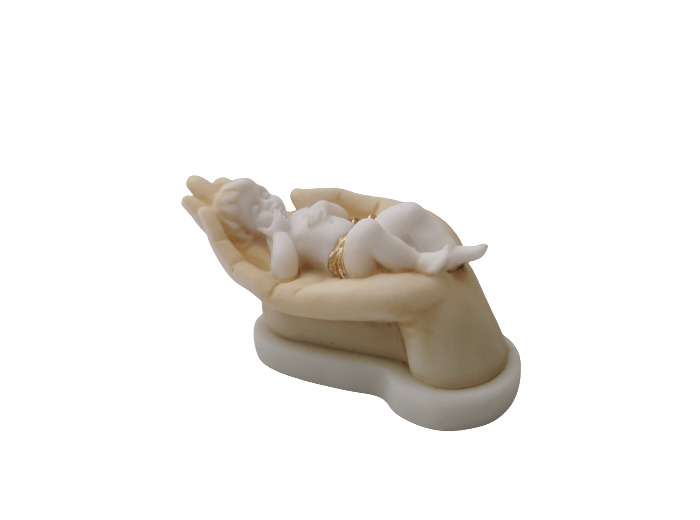 Rêve d'Enfant - Statue en albâtre 13cm -Beige et Or
