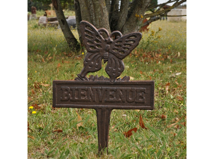 Pique Bienvenue papillon en fonte