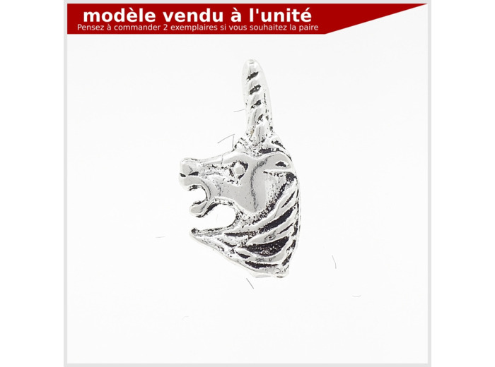 Puce d'oreille Licorne en argent massif