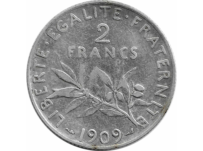 FRANCE 2 FRANCS SEMEUSE 1909 TB+