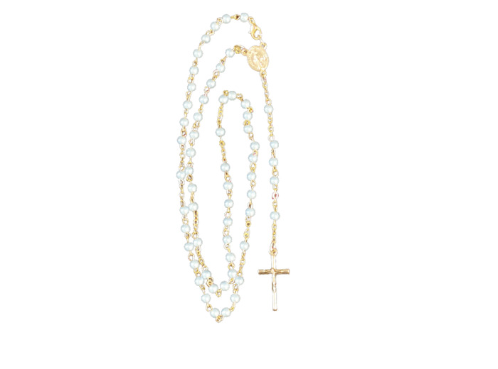 Chapelet-Collier Perles Acrylique Sur Chaine Dorée en Boîte - BLEU