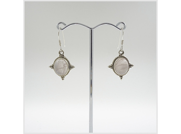 Boucles d'oreilles Quartz Rose et Argent Massif