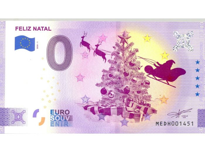 PORTUGAL 2020-1 FELIZ NATAL BILLET SOUVENIR 0 EURO TOURISTIQUE  NEUF