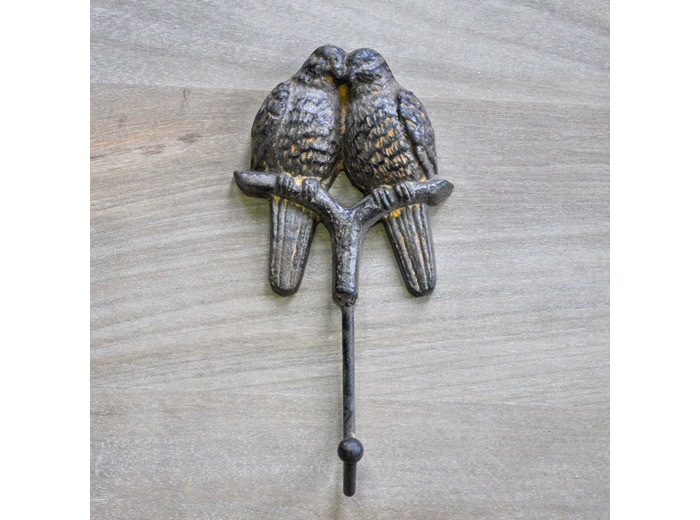 Patère fonte couple d'oiseaux 10x20x5 cm