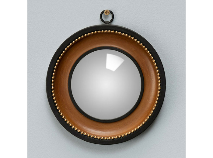 Miroir convexe gousset bord marron 19cm