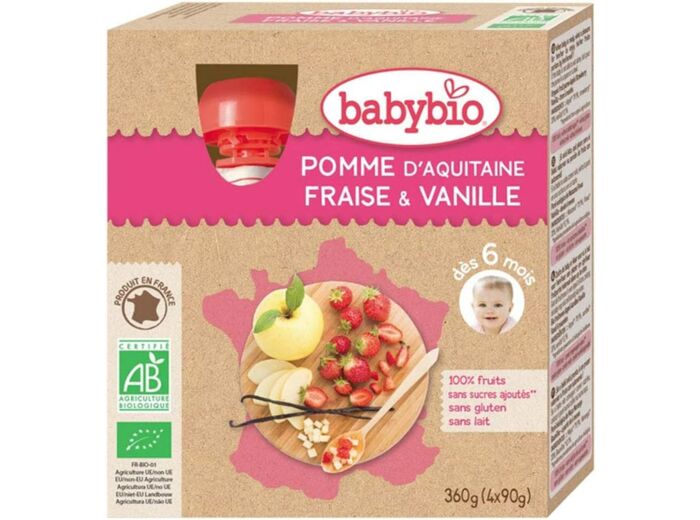 Pomme fraise vanille gourde 4x90g Babybio