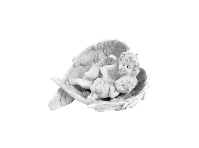 Statue en Résine 13cm - Couple Anges Dans Aile