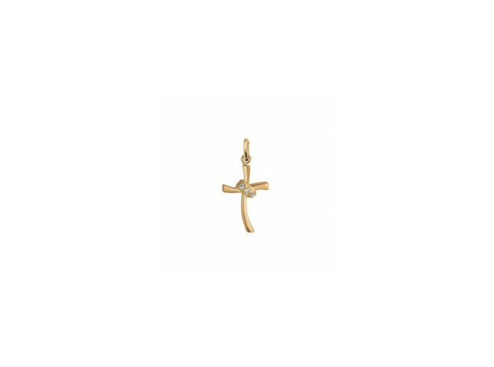 Croix en Plaqué Or 22mm + Oxyde de Zirconium