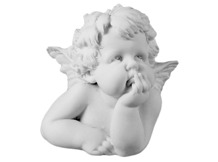 Statue en albâtre 10cm - ANGE PENSIF Blanc