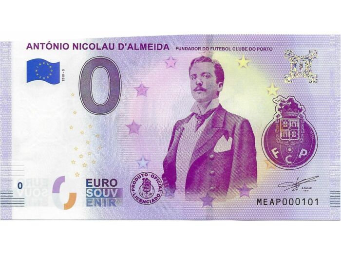 PORTUGAL 2019 -3 ANTONIO NICOLAU D ALMEIDA BILLET 0 EURO SOUVENIR