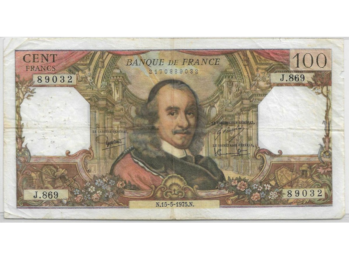 FRANCE 100 FRANCS CORNEILLE 15-5-1975 J.869 TB+