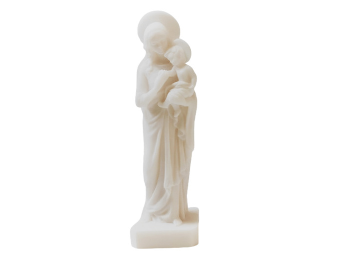 Vierge des Foyers - Statue en albâtre 17cm - Blanche