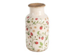 Vase céramique fraise rouge beige 14x14x26cm