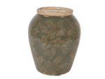 Vase céramique vert brun 13x15x15cm