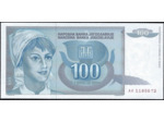 YOUGOSLAVIE 100 DINARA 1992 SERIE AK NEUF (W112)