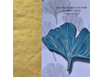 Broche ginko coloris bleu foncé pois argent