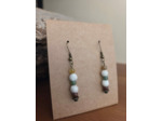 Boucles d'oreille pierres naturelles et double perle en cachemire de Touraine