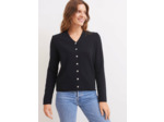 Gilet col V Brévands boutonné en maille de laine fine