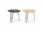 Ensemble 2 Tables d'Appoint Hexagonales en Bois de Manguier et Métal 55x55x45cm