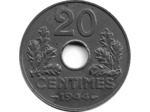 FRANCE 20 CENTIMES TYPE FER 1944  SUP PEU