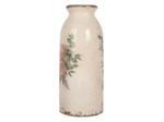 Vase Soliflore Floral Vintage en Céramique Beige et Rose 8x20cm