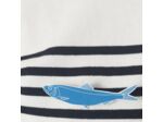 Broche sardine coloris bleu dessin blanc