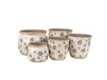 Pot de fleurs intérieur céramique beige bleu 13x12x12cm