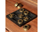 Jeux de Morpion Oxo résine noire laiton doré 15x15x3cm