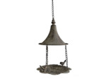 Mangeoire suspendue oiseaux gris patiné 23x23x37cm