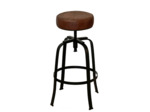 Tabouret cuir rond marron noir 41x41x70cm