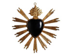 Suspension Ex-voto coeur noir 20x2x20cm