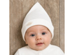 Bonnet bébé coton bio pointu brodé d'une petite feuille