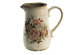 Pichet décoratif rose céramique beige 16x11x18cm