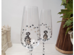 Flutes à champagne en cristal peintes à la main sur le thème des chats
