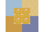 LOT DE 5 COUPONS DE TISSU TILDA UNIS ET IMPRIMÉS  50 X 55 CM, MOUTARDE & BLEU