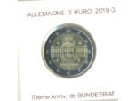 ALLEMAGNE 2019 G 2 EURO COMMEMORATIVE 70 eme ANNIVERSAIRE DE BUNDESRAT SUP