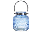 Lanterne verre bleu 18x20cm