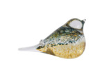 Presse papier oiseau verre jaune vert gris 14x5x7cm