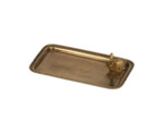Plateau Rectangulaire en Laiton Antique avec Figurine Lapin 21x11cm