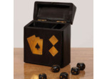Boîte de Jeux Cartes Dés Bois Laiton 12x10x5cm