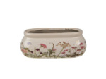 Pot de fleurs ovale beige céramique 18x8x7cm