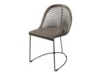 Chaise cuir véritable GILY Taupe structure nickel noir
