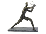 Joueur de tennis revers en résine sur base 28x18x26cm