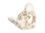 Figurine oiseau en céramique floral rose beige 19x11x14cm