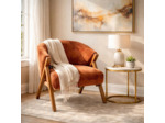 Fauteuil Ecureuil Akena velours orange 68x72x70cm